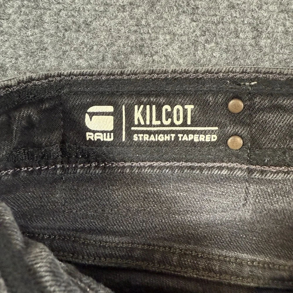 G Star Raw Jeans Mens 36x34 Black Kilcot‎ Straight Tapered Stretch Button Fly